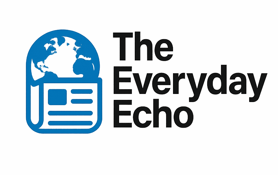 The Everyday Echo logo featuring a globe and echo design, representing a global news and blog website covering all categories.